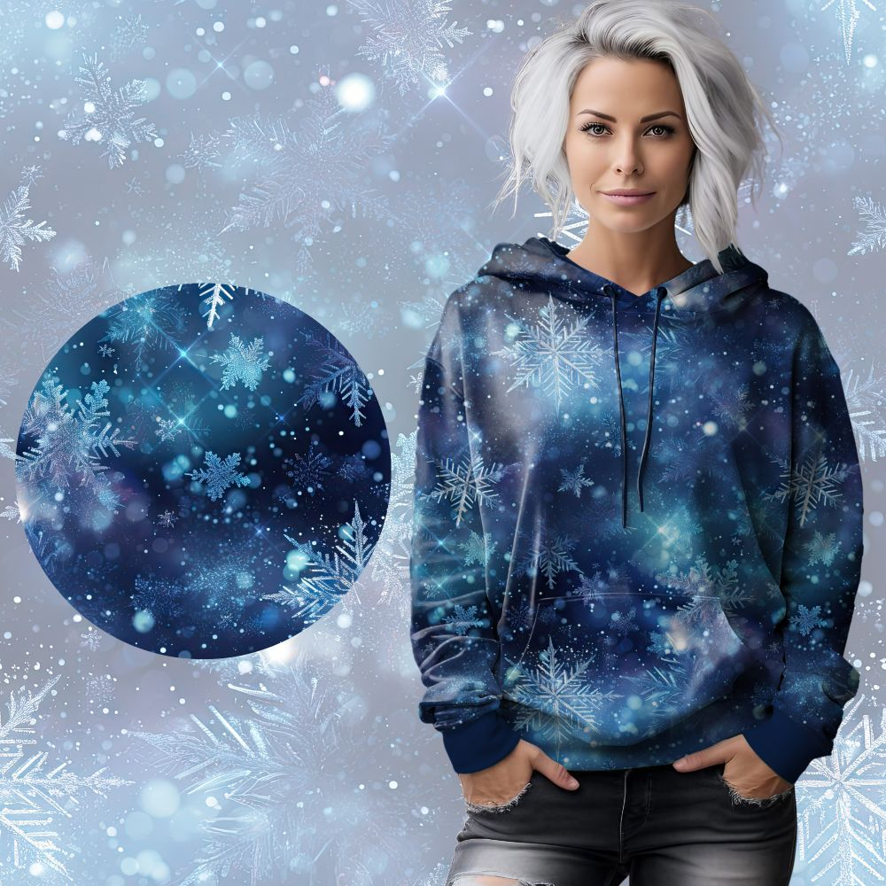 Bio French Terry mit Überbreite (Stoffbreite ca. 180 cm): Eigenproduktion  Snow dreams - von Graustufen-Stoffe